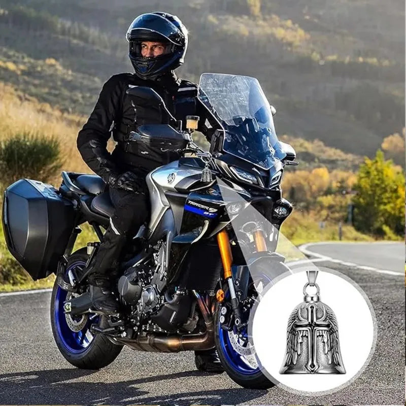 Llavero de la suerte para motocicleta Guardian Bell, campana de motocicleta negra aceitosa, protección para motorista, accesorio para coches eléctricos para motocicletas