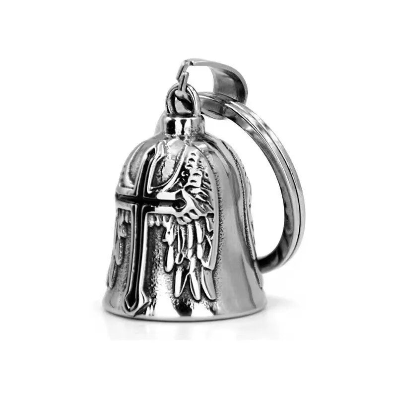 Llavero de la suerte para motocicleta Guardian Bell, campana de motocicleta negra aceitosa, protección para motorista, accesorio para coches eléctricos para motocicletas
