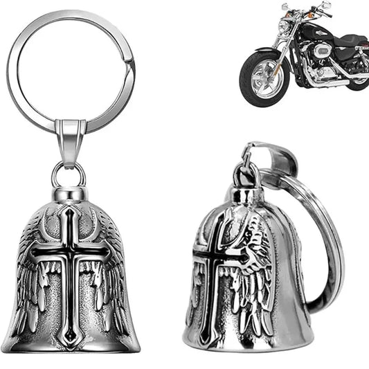 Llavero de la suerte para motocicleta Guardian Bell, campana de motocicleta negra aceitosa, protección para motorista, accesorio para coches eléctricos para motocicletas
